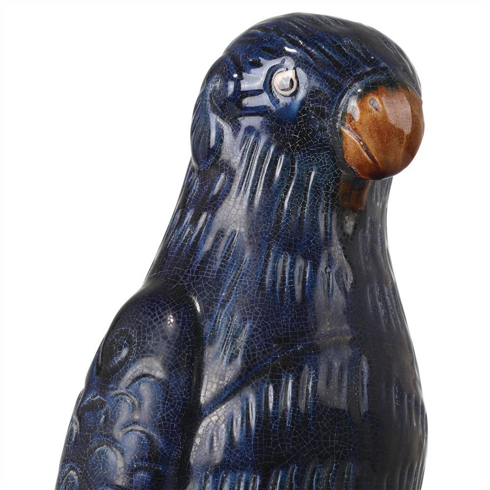 Lucan Updated Traditional Antique Blue Terracotta Parrot Statue - Set of 2|