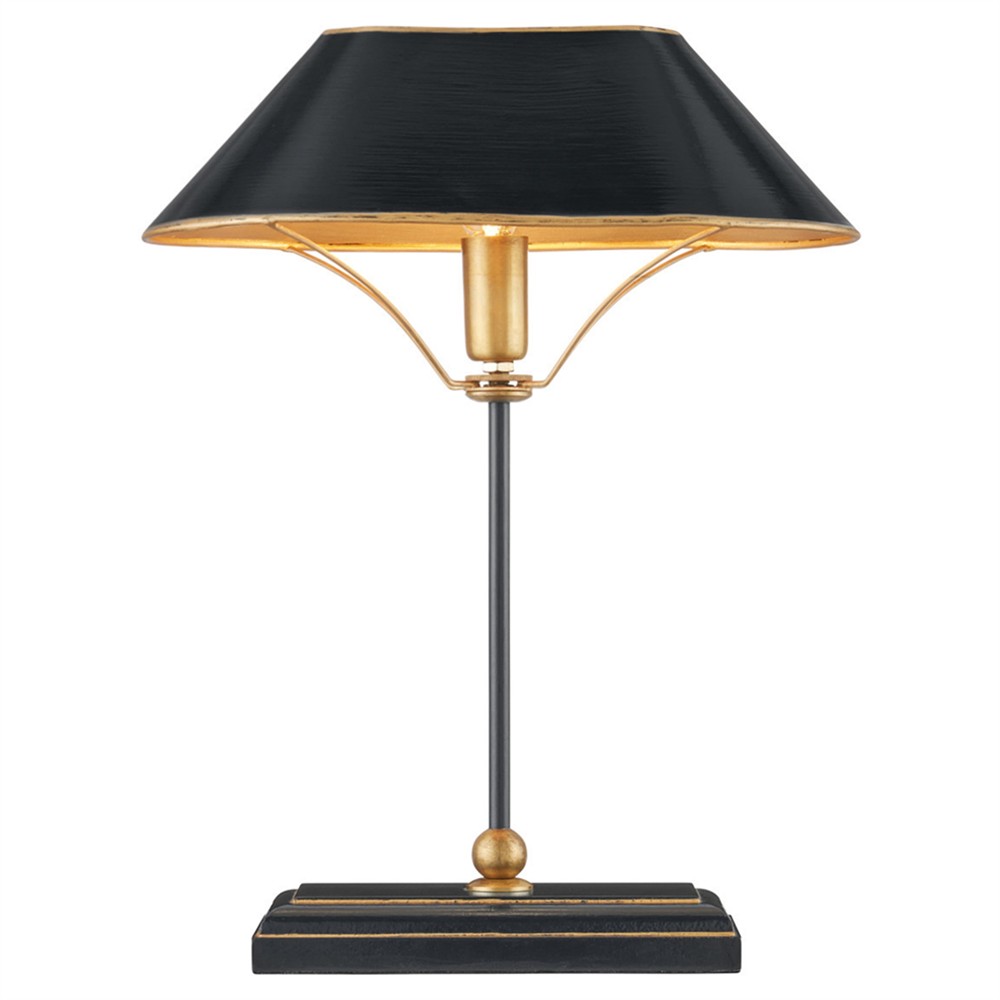 Dresden Updated Traditional Oval Shade Black Wood Table Lamp|