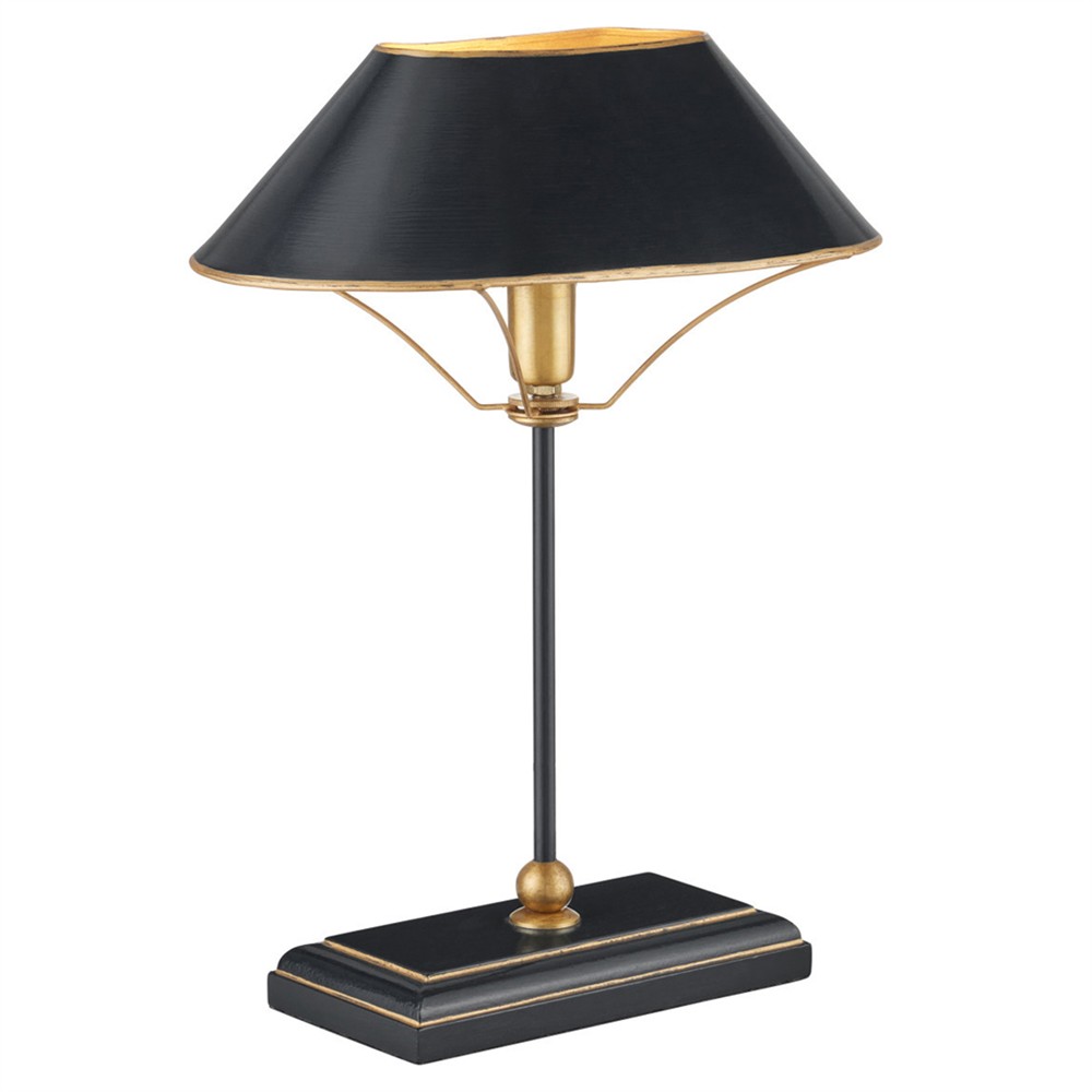 Dresden Updated Traditional Oval Shade Black Wood Table Lamp|