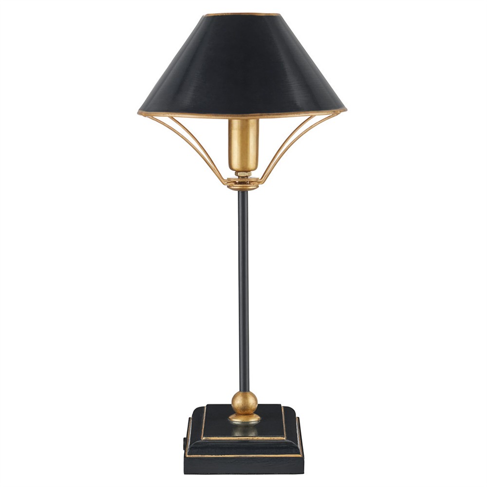 Dresden Updated Traditional Oval Shade Black Wood Table Lamp|
