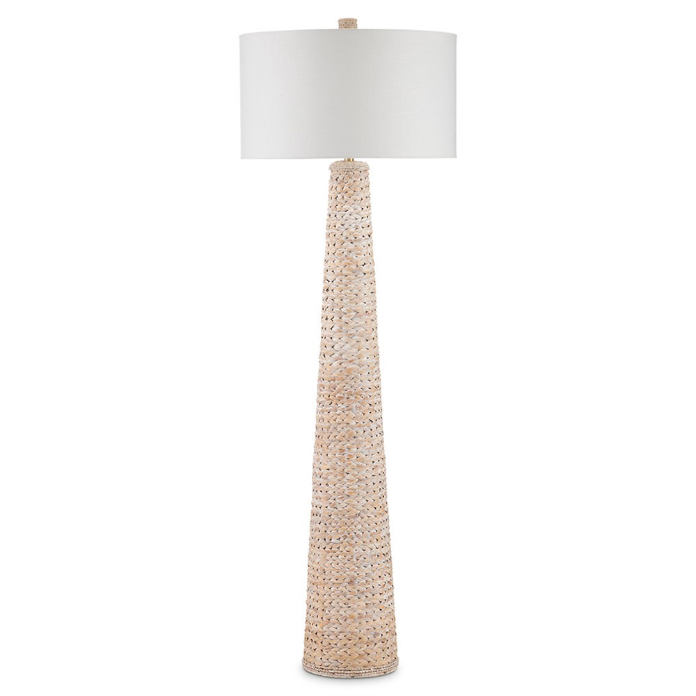 Elliot Coastal Beach Whitewash Water Hyacinth Column Floor Lamp|