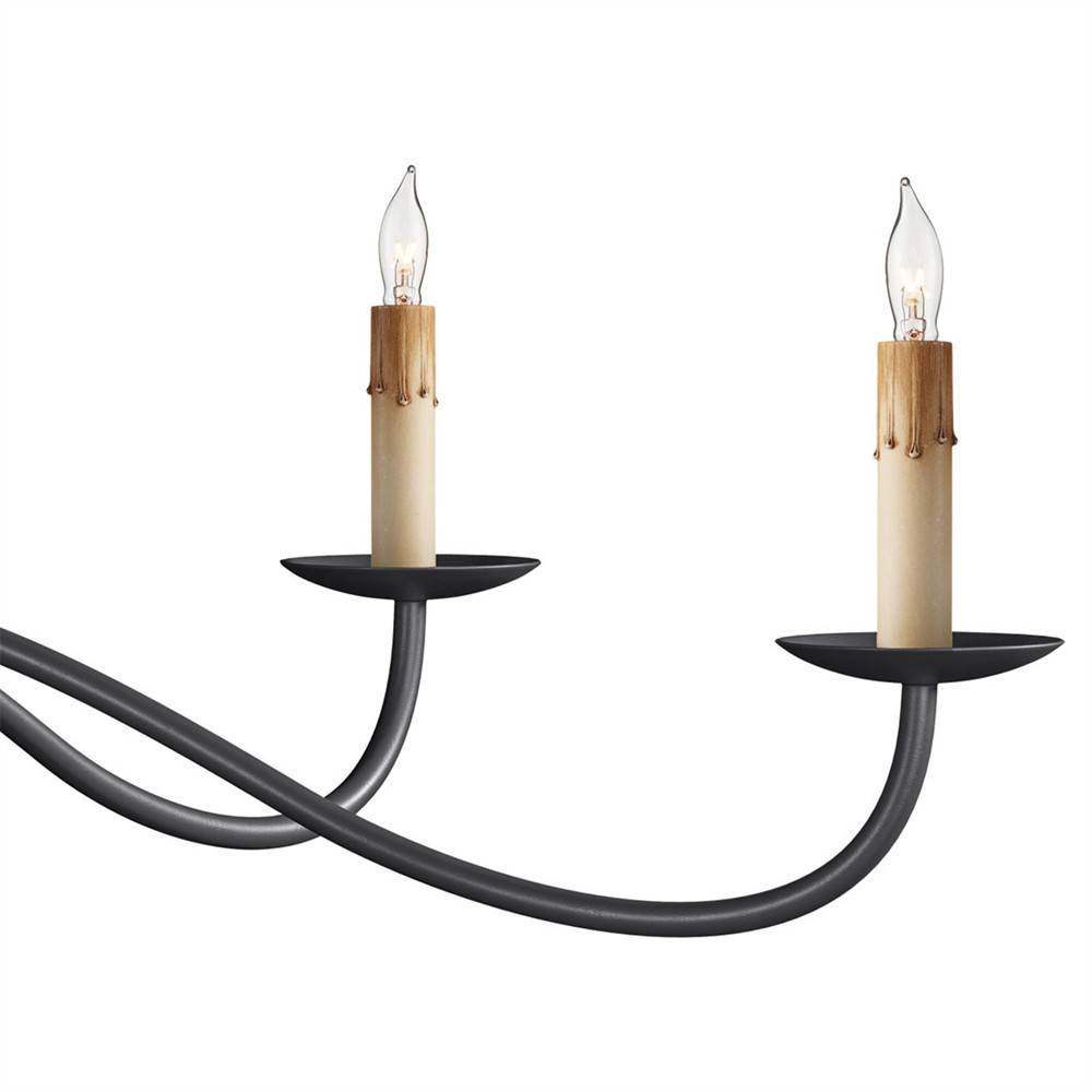 Aelle French Country Black Iron Candle Style Chandelier - Small|