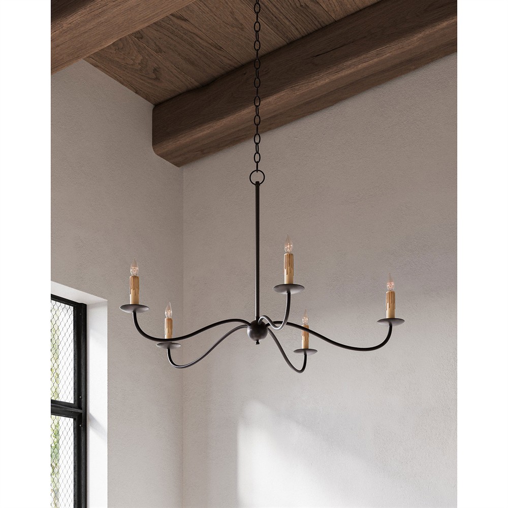 Aelle French Country Black Iron Candle Style Chandelier - Small|