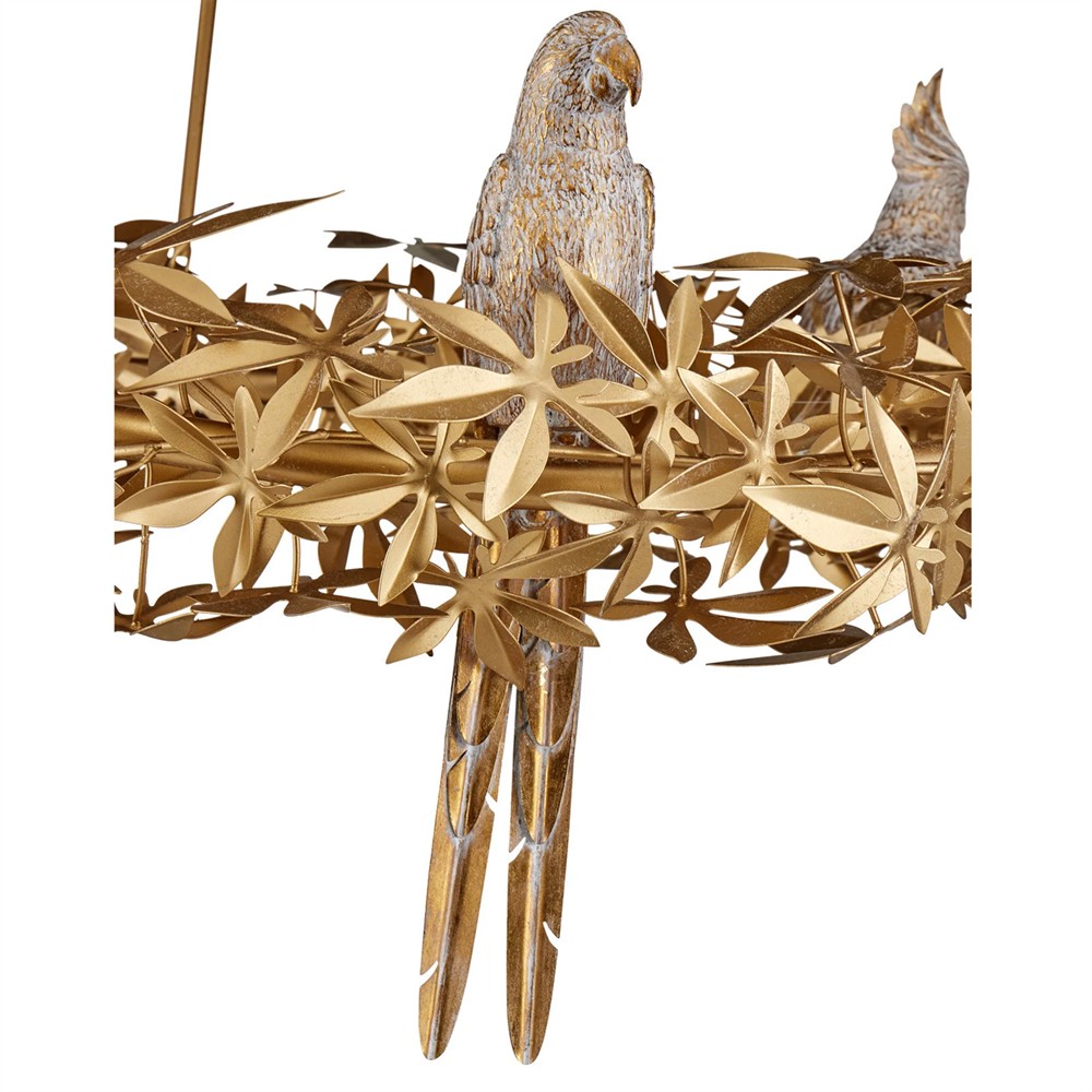 Zayla French Country Gold Iron Leaf Ring Chandelier Oversized