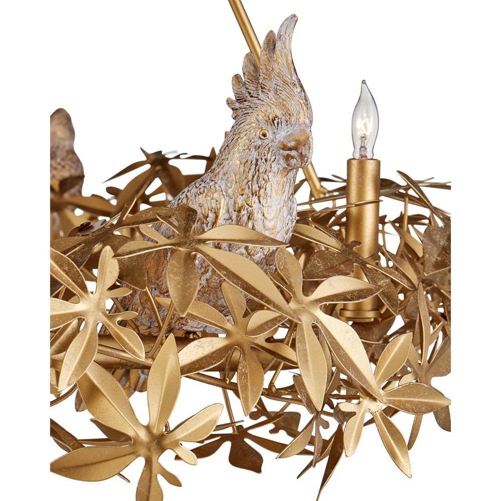 Zayla French Country Gold Iron Leaf Ring Chandelier Oversized