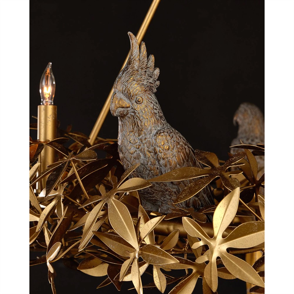 Zayla French Country Gold Iron Leaf Ring Chandelier Oversized