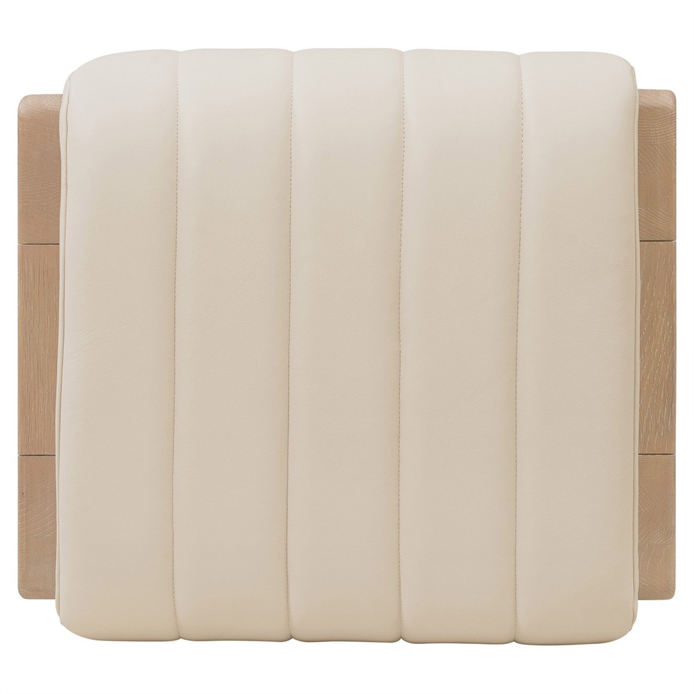 Leni Modern Classic Beige Leather Oak Wood Counter Stool|