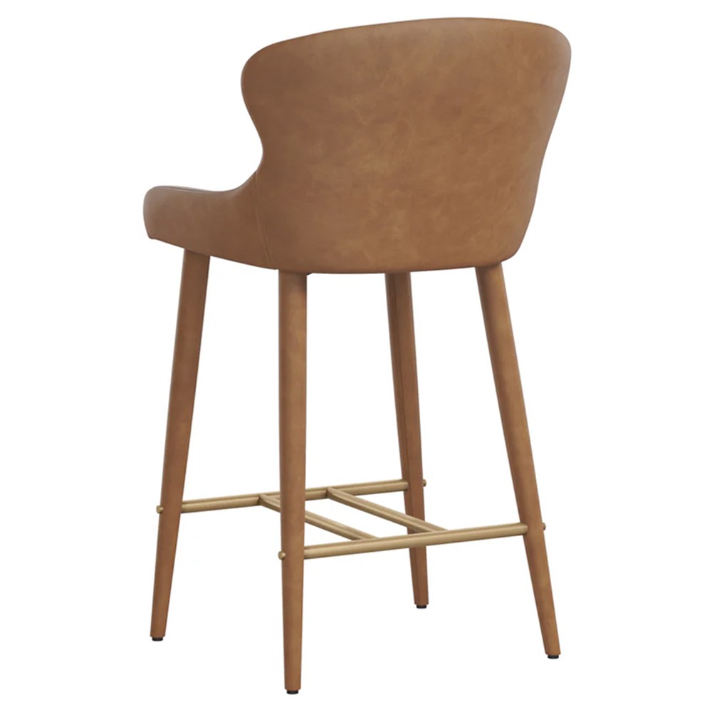 Alvira Modern Classic Brown Faux Leather Iron Counter Stool