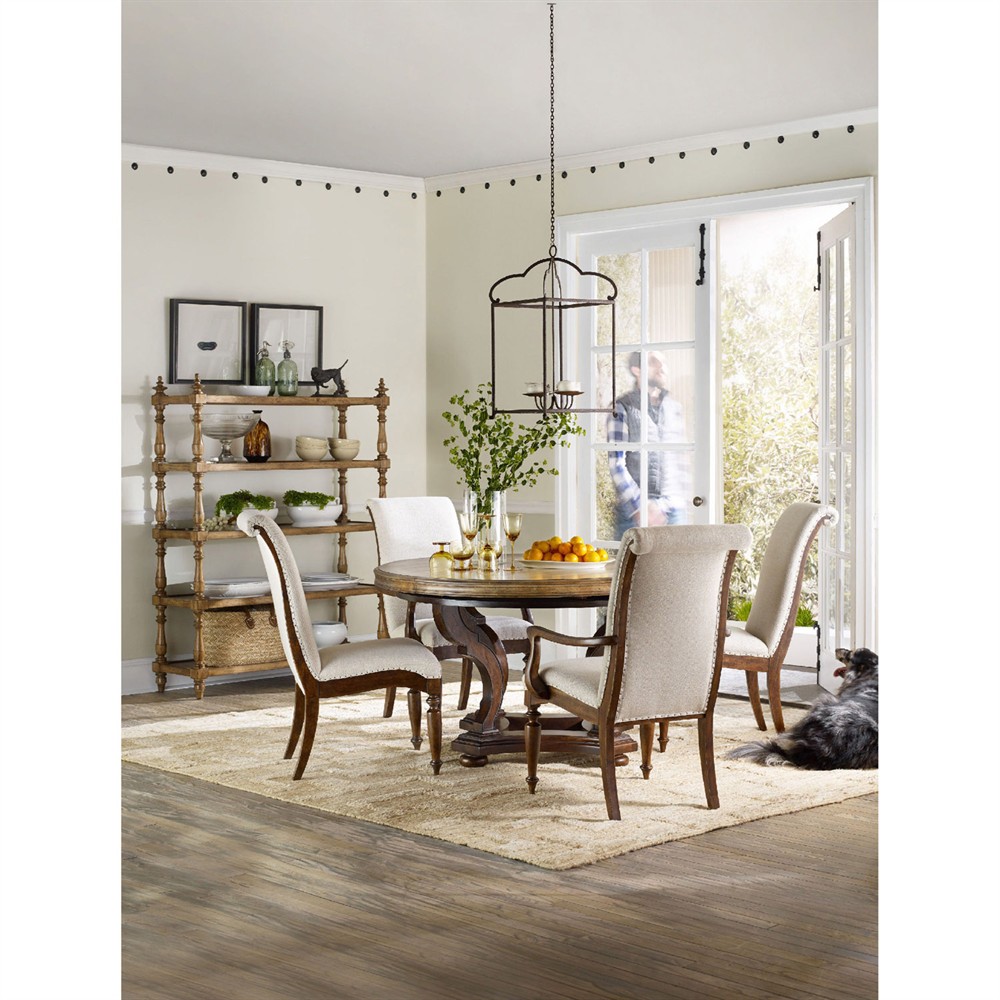 Alban Updated Traditional Beige Linen Dining Chair|