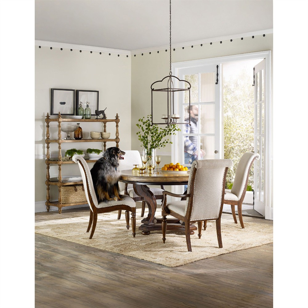 Alban Updated Traditional Beige Linen Dining Chair|