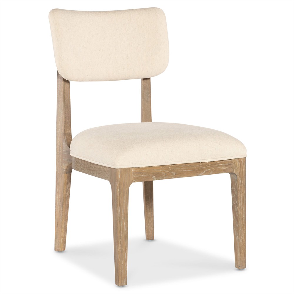 Leni Modern Classic Cream Upholstered Oak Wood Dining Chair|