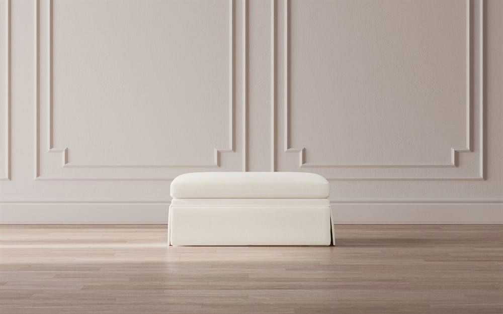 Hartwell Whipped Cream Textured Boucl+? Ottoman|