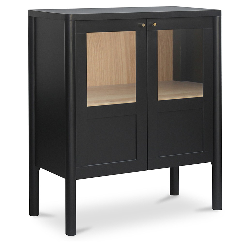 Riona Modern Classic Black Pine Wood Cabinet|