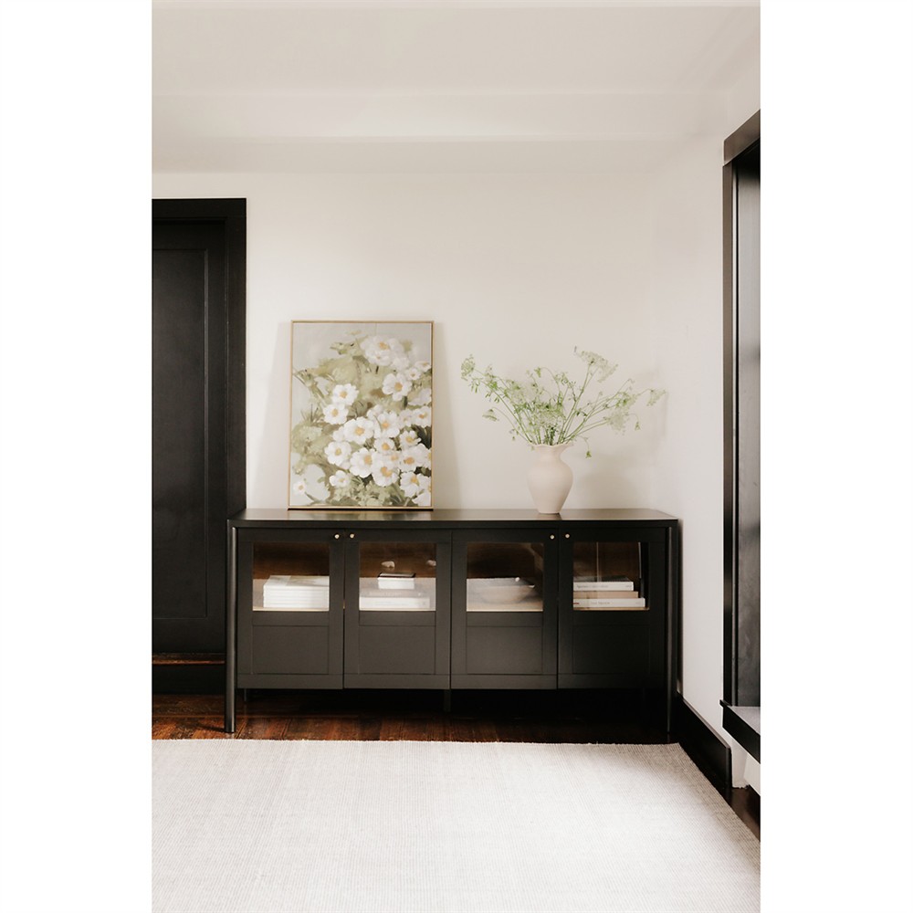 Riona Modern Classic Black Pine Wood Sideboard|
