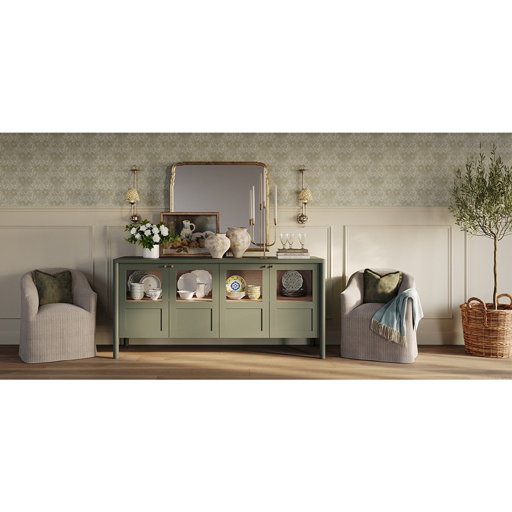 Riona Modern Classic Green Pine Wood Sideboard|