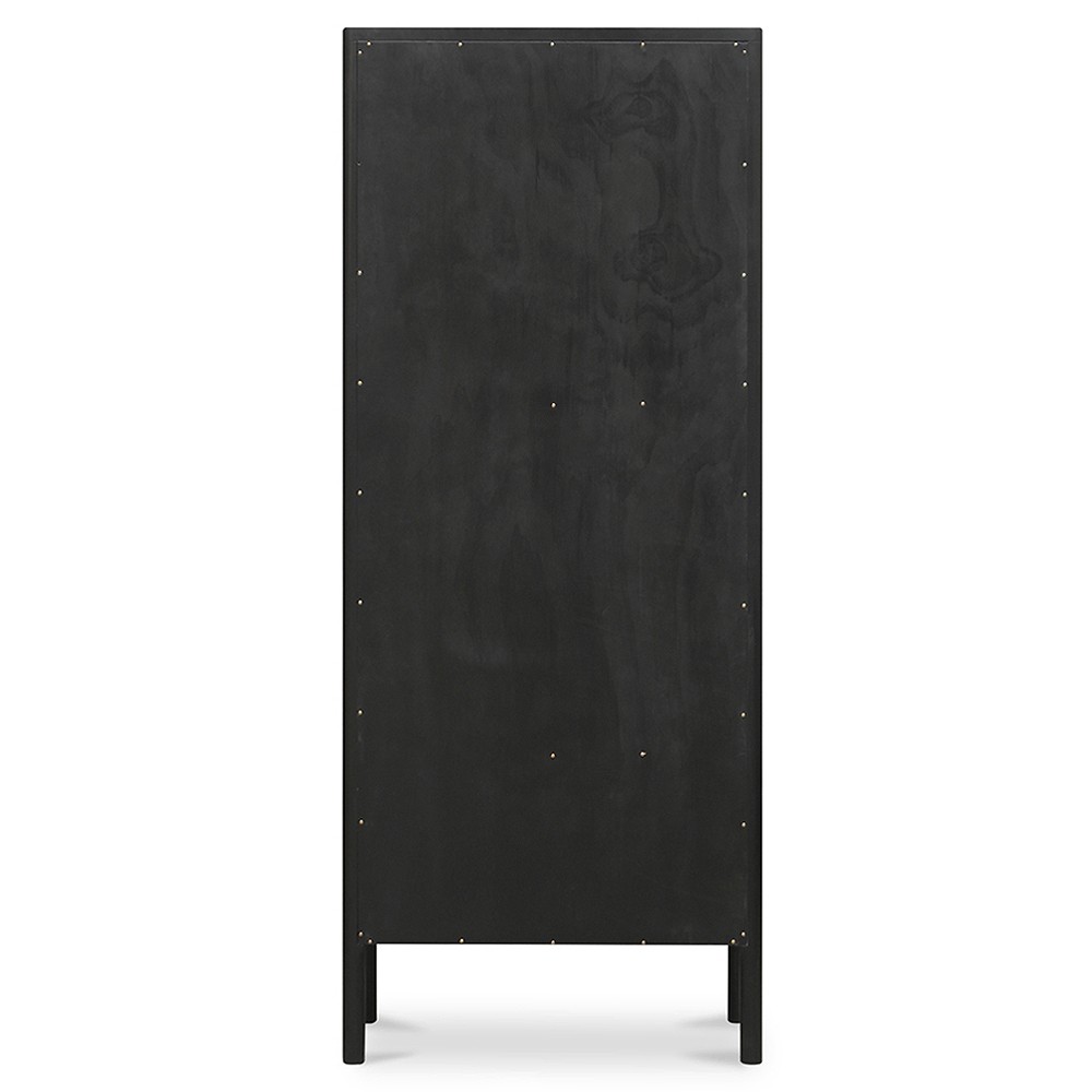 Riona Modern Classic Black Pine Wood Tall Display Cabinet|