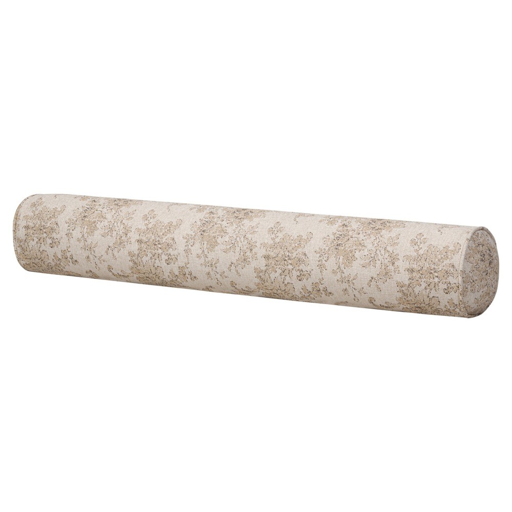 Elisha Updated Traditional Natural Damask Bolster Pillow - 8x48|