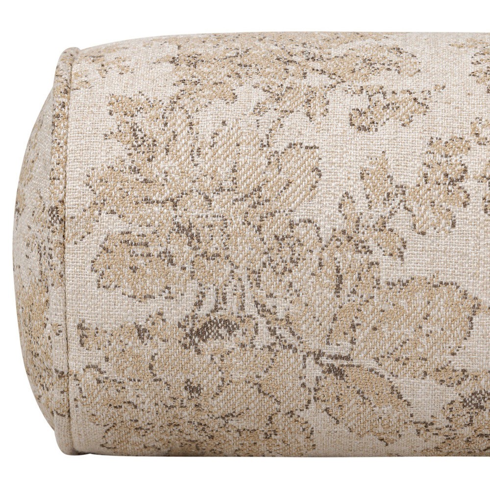 Elisha Updated Traditional Natural Damask Bolster Pillow - 8x48|