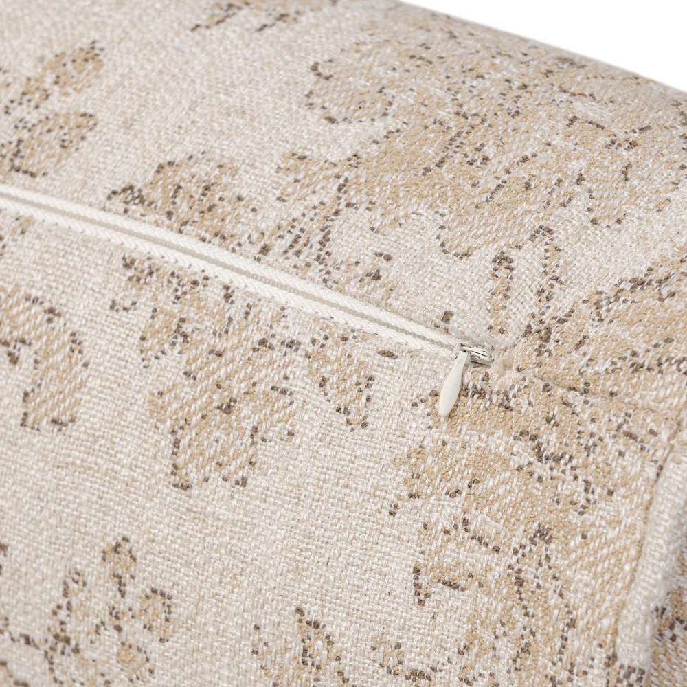 Elisha Updated Traditional Natural Damask Bolster Pillow - 8x48|