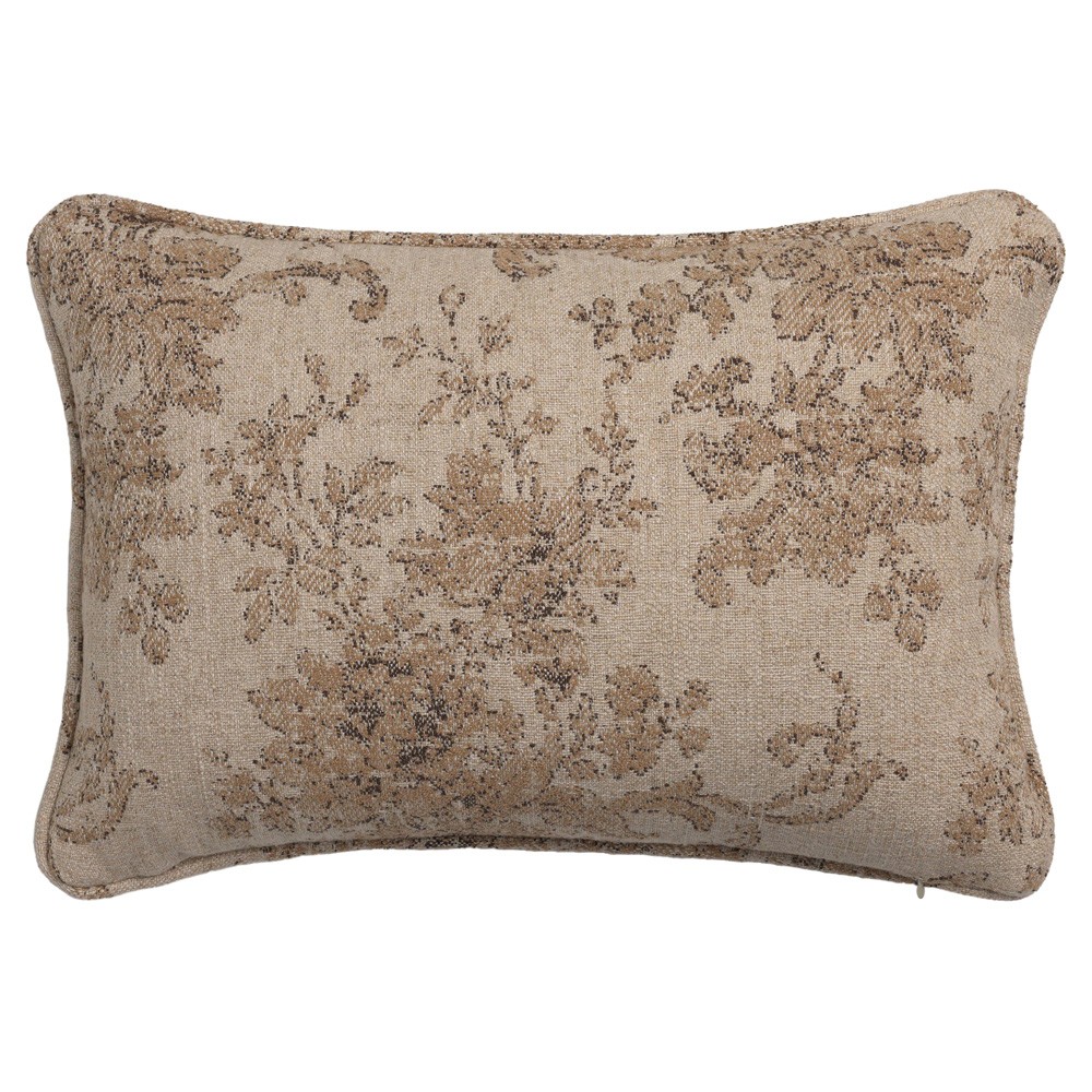 Elisha Updated Traditional Natural Damask Lumbar Pillow - 14x20|