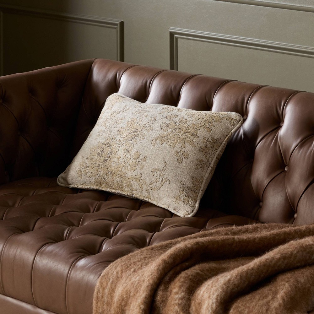 Elisha Updated Traditional Natural Damask Lumbar Pillow - 14x20|