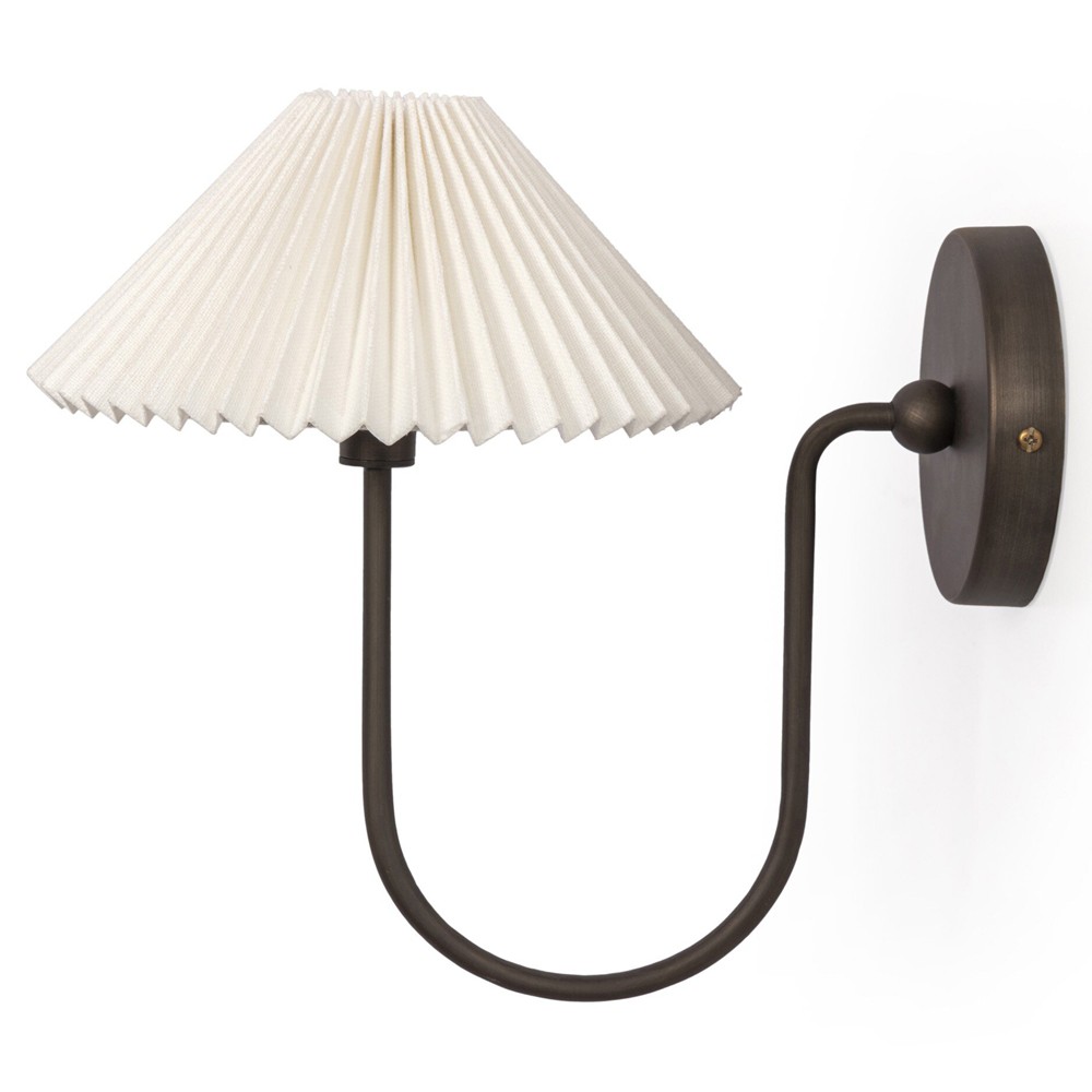 Leone French Country Bronze Iron Pleated Shade Armed Sconce|