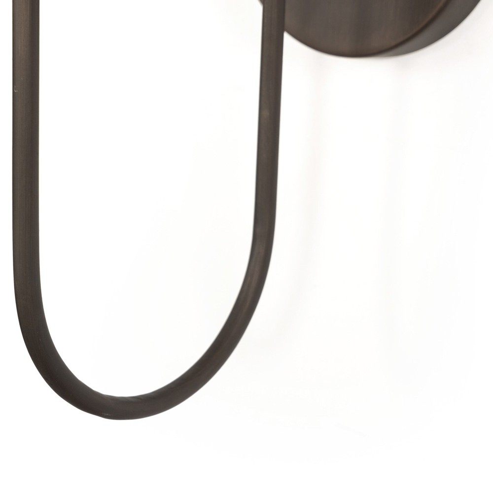 Leone French Country Bronze Iron Pleated Shade Armed Sconce|