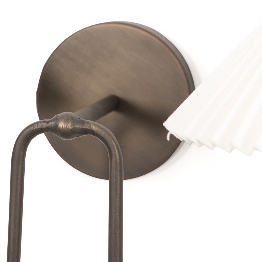 Lisette French Country Bronze Iron Pleated Double Armed Sconce|