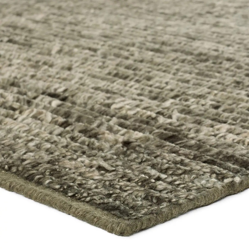 Aisla Coastal Beach Green Wool Solid Hand Knotted Rug - 8'x10'