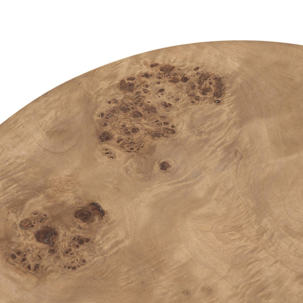 Syra Modern Classic Caramel Burl Wood Drum End Table|