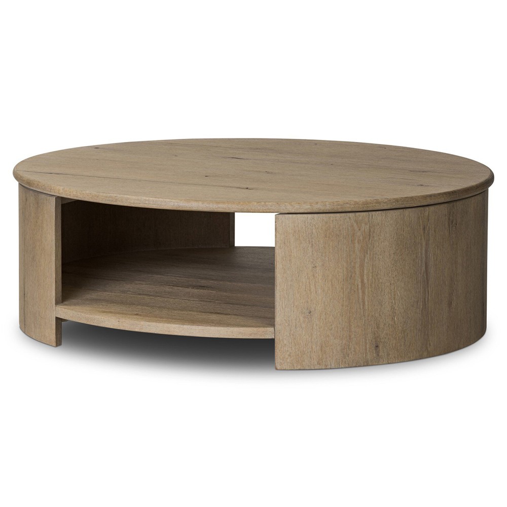 Riacan Modern Classic Brown Oak Round Coffee Table|