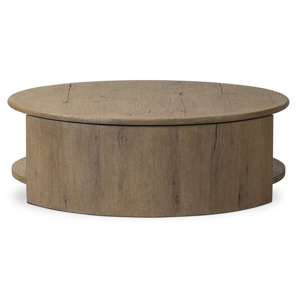Riacan Modern Classic Brown Oak Round Coffee Table|