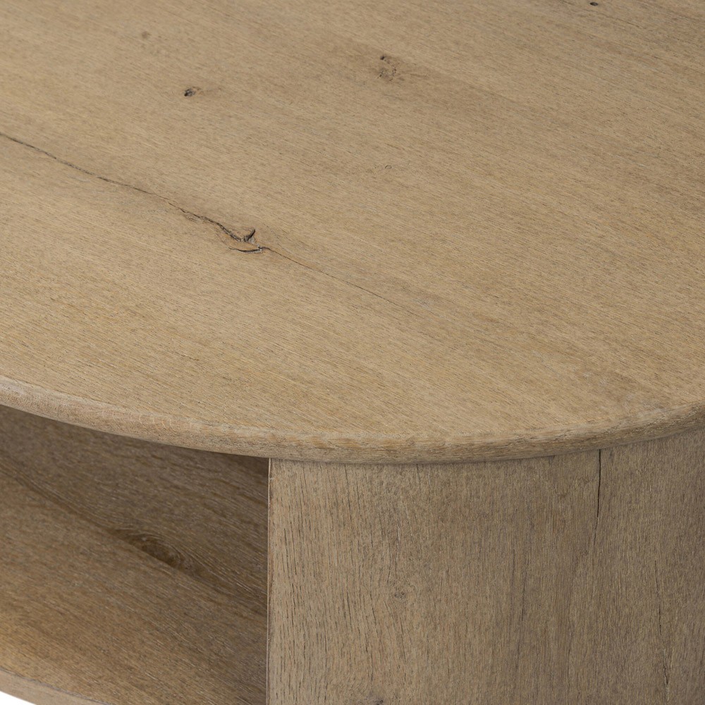 Riacan Modern Classic Brown Oak Round Coffee Table|