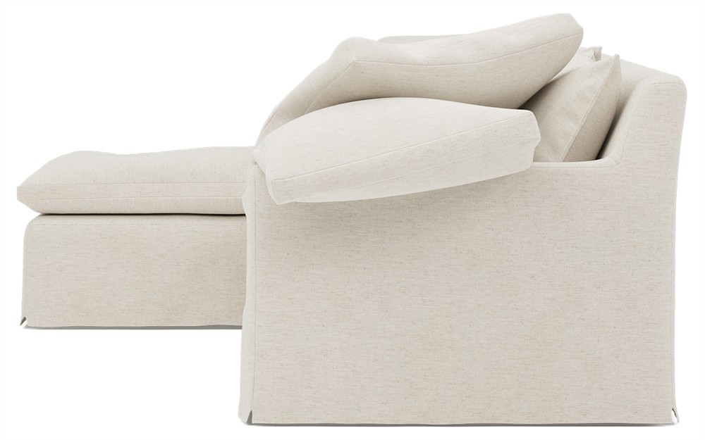 Donato Heathered Ivory Performance Slipcovered Chaise Sectional - Left Chaise - 139&quot;|