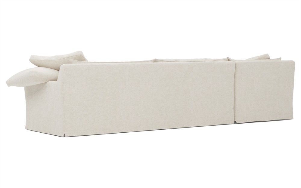 Donato Heathered Ivory Performance Slipcovered Chaise Sectional - Left Chaise - 139&quot;|