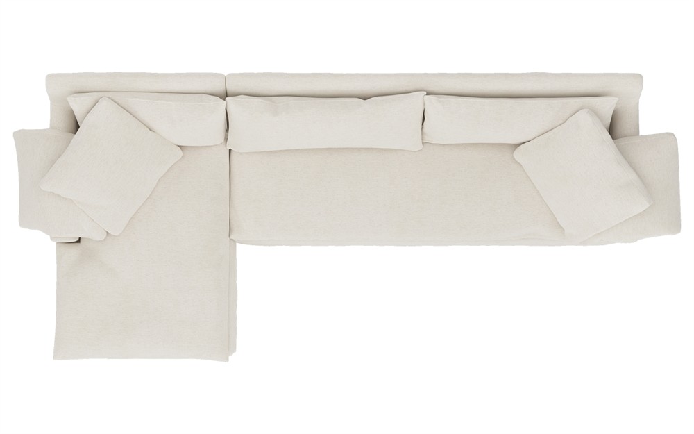Donato Heathered Ivory Performance Slipcovered Chaise Sectional - Left Chaise - 139&quot;|