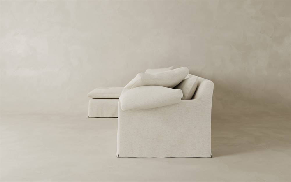 Donato Heathered Ivory Performance Slipcovered Chaise Sectional - Left Chaise - 139&quot;|