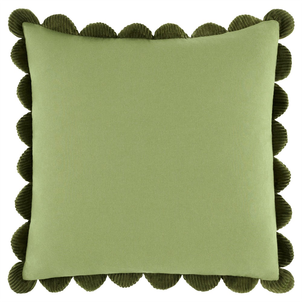 Sullie Updated Traditional Green Velvet Scallop Throw Pillow