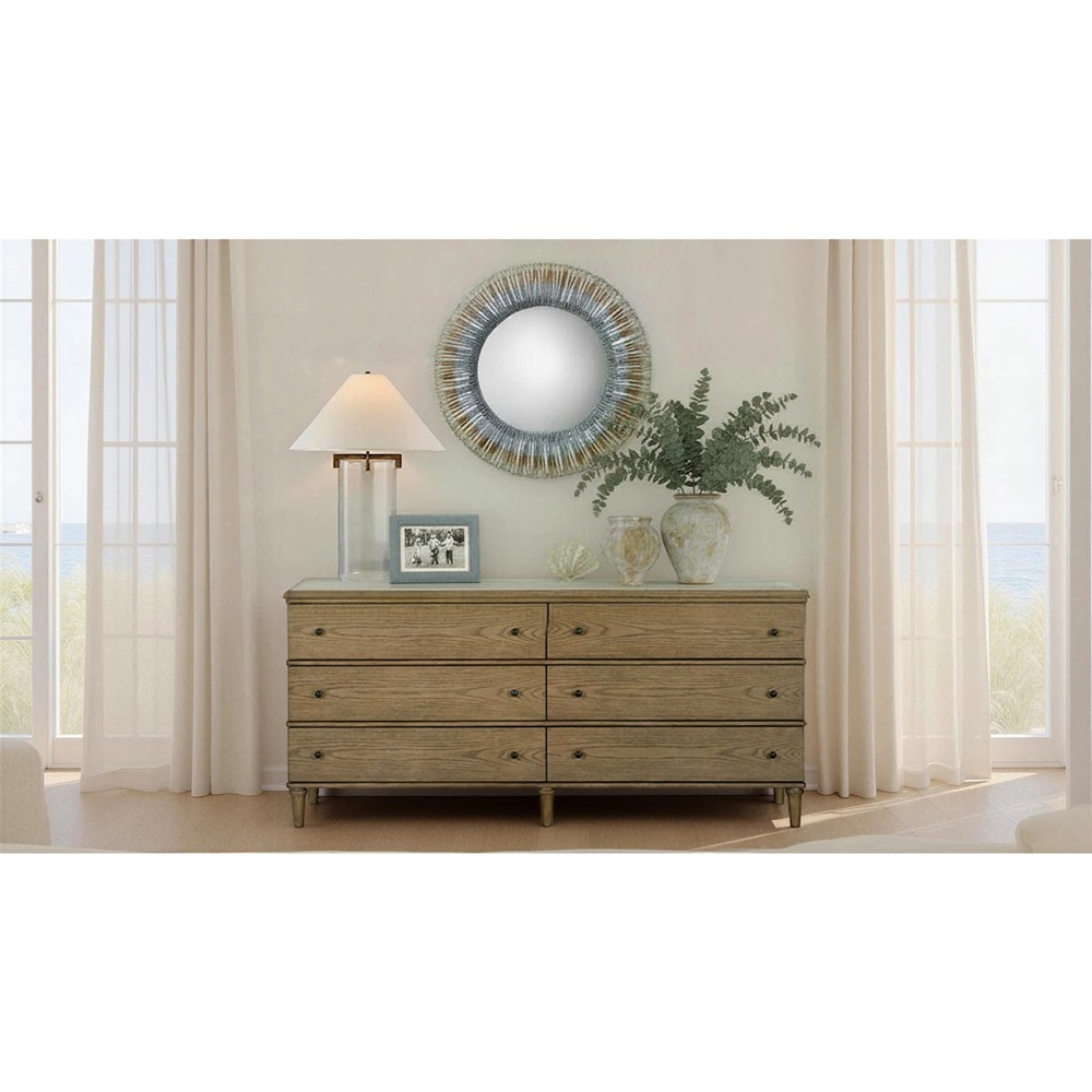 Marlowe Updated Traditional Brown Oak Double Dresser|