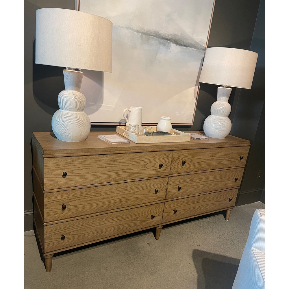 Marlowe Updated Traditional Brown Oak Double Dresser|