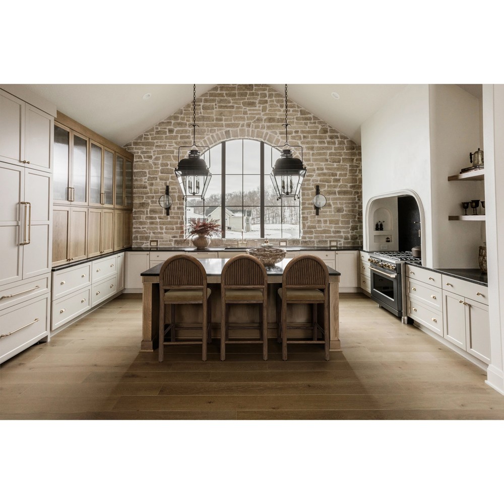 Bennett Modern Classic Brown Velvet Dark Oak Counter Stool|