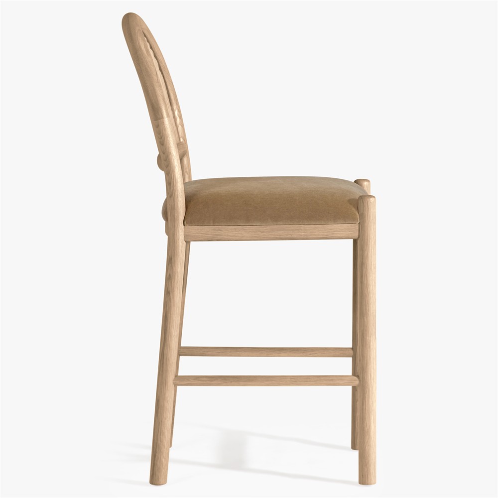 Bennett Modern Classic Brown Velvet Light Oak Counter Stool|