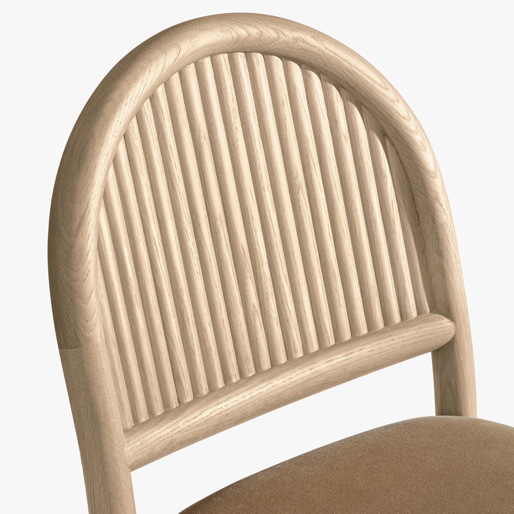 Bennett Modern Classic Brown Velvet Light Oak Counter Stool|