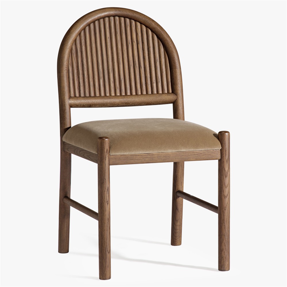 Bennett Modern Classic Brown Velvet Dark Oak Dining Chair - Set of 2|