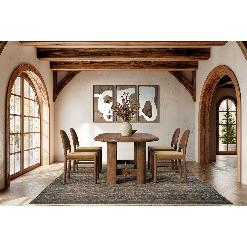 Bennett Modern Classic Brown Velvet Dark Oak Dining Chair - Set of 2|