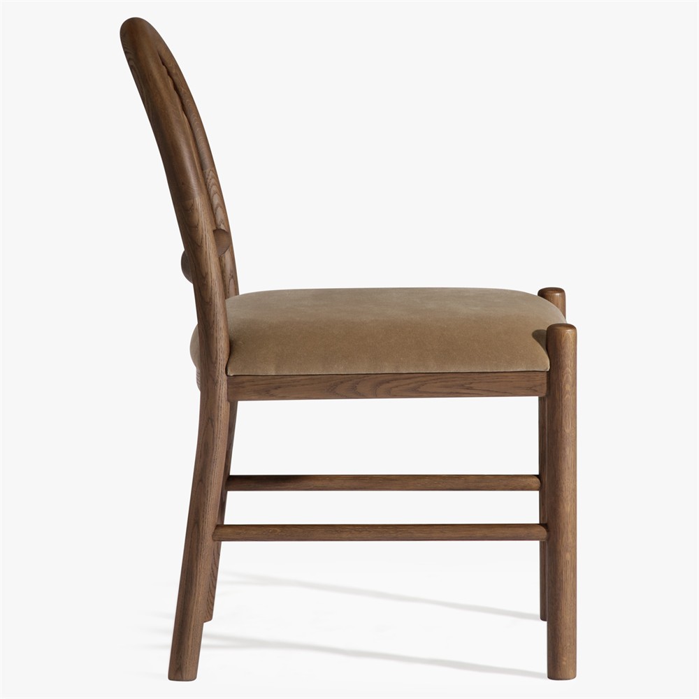 Bennett Modern Classic Brown Velvet Dark Oak Dining Chair - Set of 2|