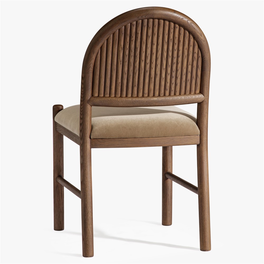 Bennett Modern Classic Brown Velvet Dark Oak Dining Chair - Set of 2|