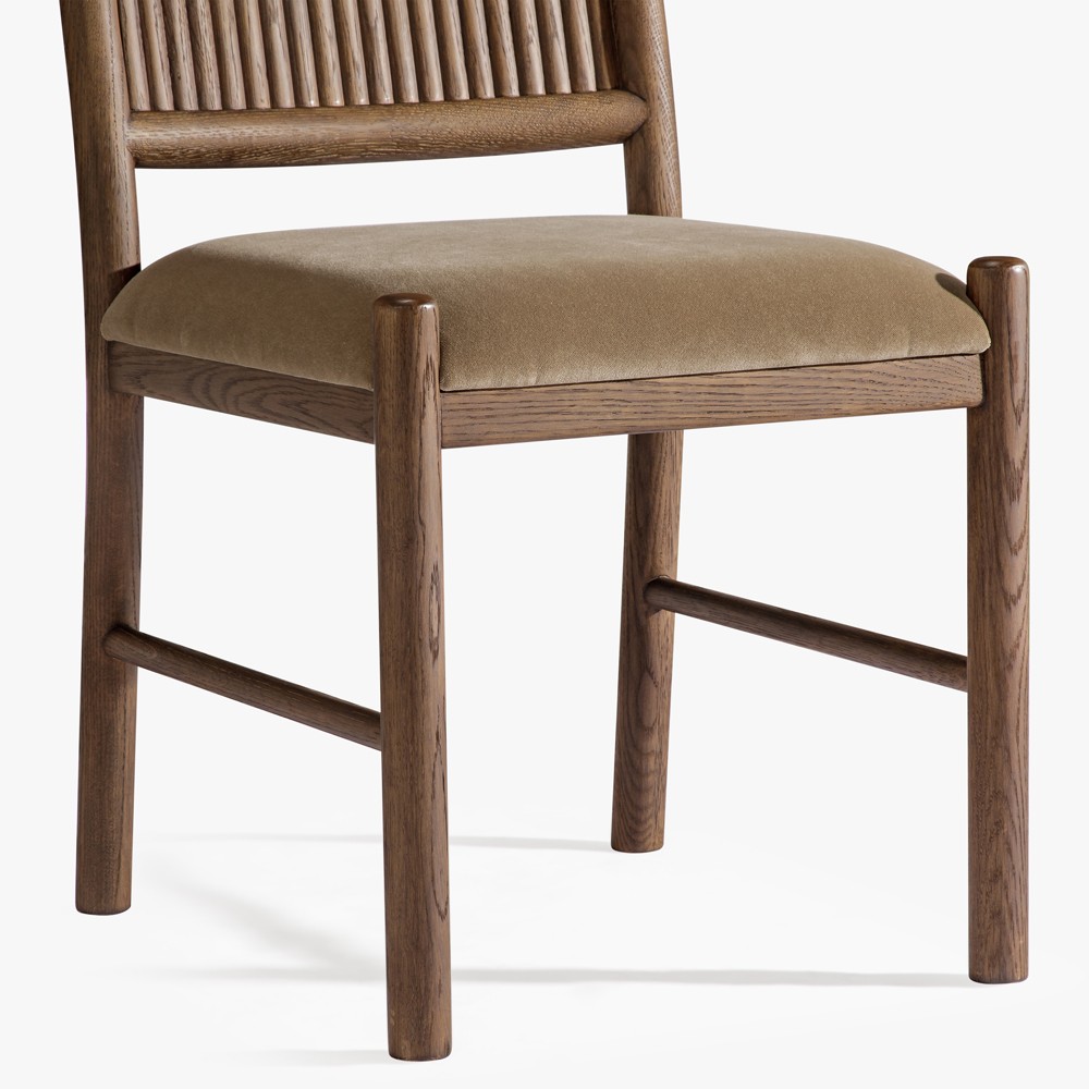 Bennett Modern Classic Brown Velvet Dark Oak Dining Chair - Set of 2|