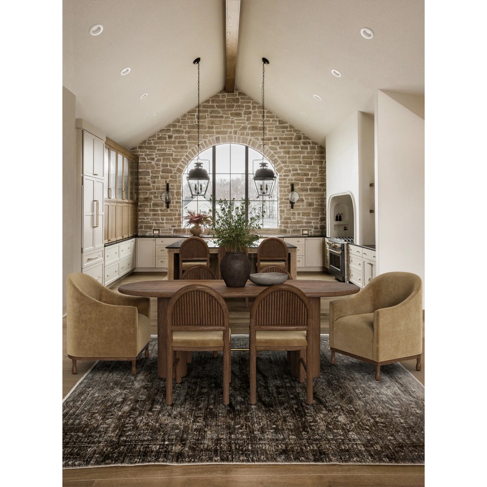 Bennett Modern Classic Brown Velvet Dark Oak Dining Chair - Set of 2|