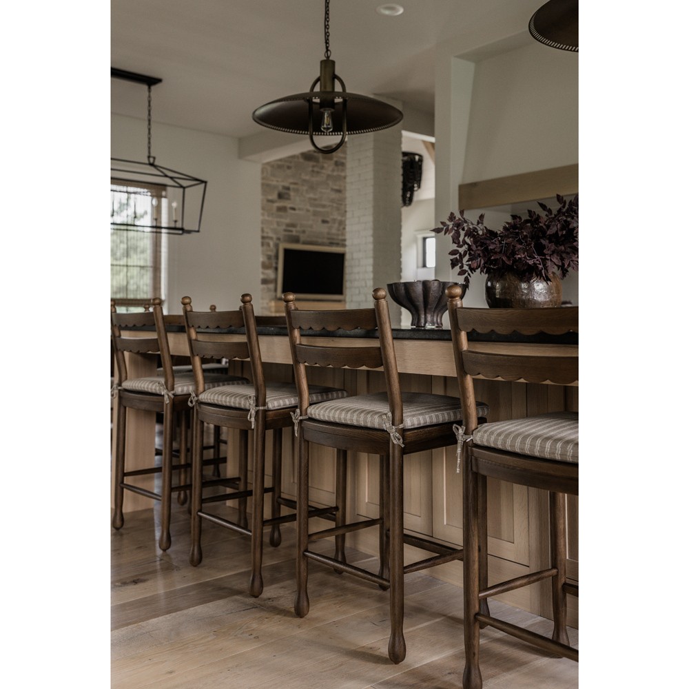 Declan Updated Traditional Dark Brown Oak Counter Stool|